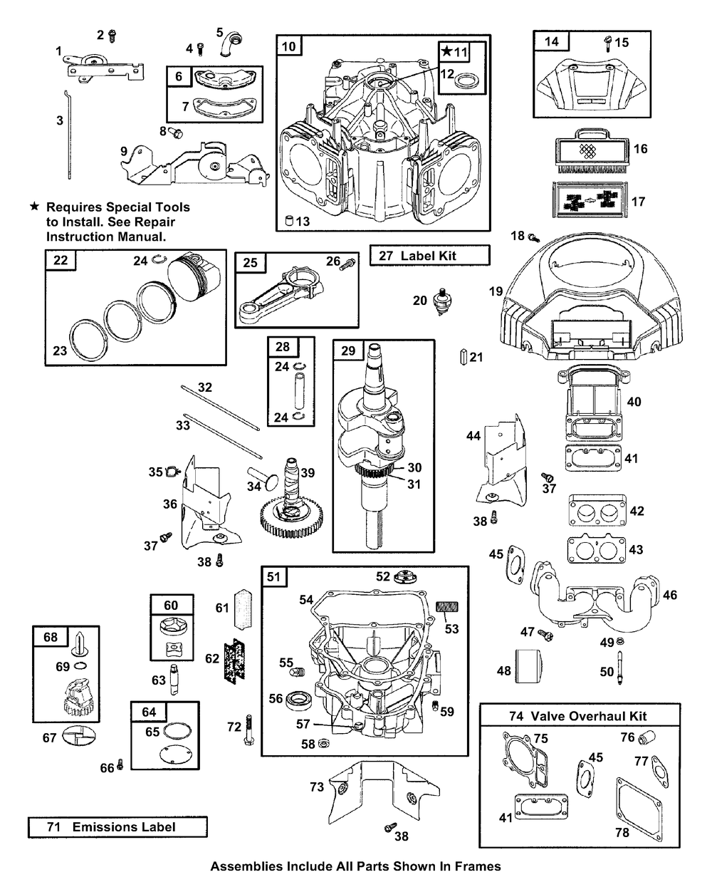 Engine (Part 1) Diagram and Parts List for Z-FORCE18 53AA5A5L100 Cub Cadet Lawn Tractor